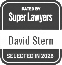 Super Lawyers badge showing David Stern, selected in 2026, as an award honor